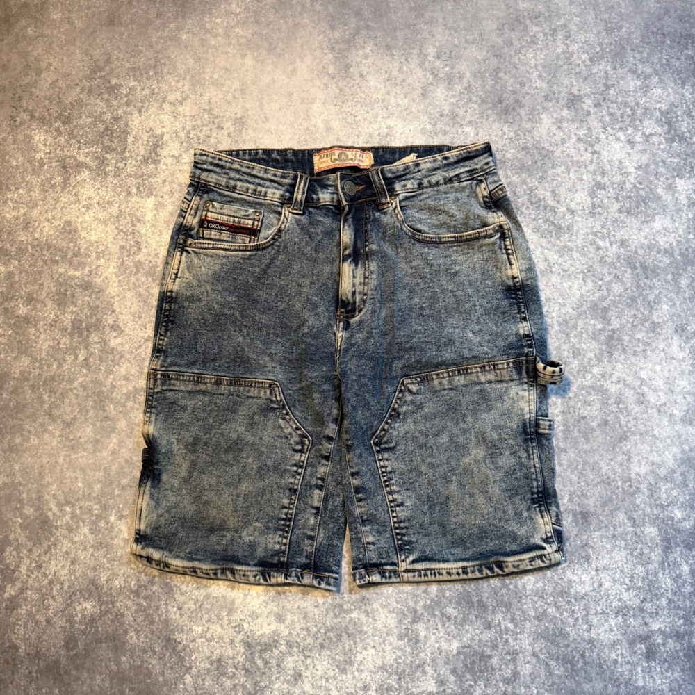 Akademiks Mens Acid Wash Double Knee Carpenter Shorts Size 30 Jeanius 1999